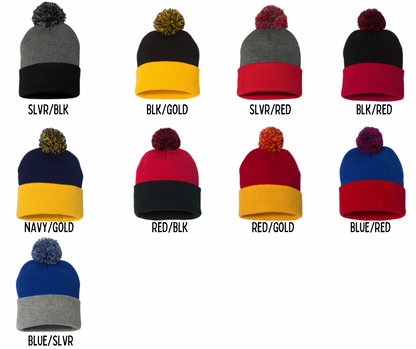 Pom Pom Beanie Two-Toned